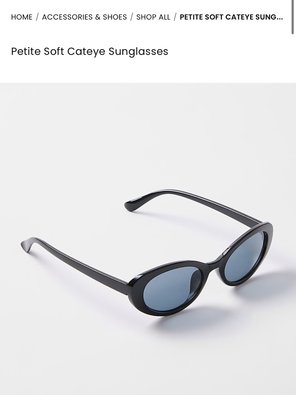 LOFT Petite Soft Cat Eye Sunglasses - Black Frame with Blue Lenses